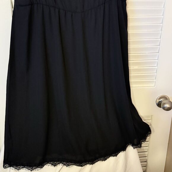 Love Squared Black Lace Hem LBD Sheer Chiffon Surplice Dress Whimsigoth Fairy 2x - Picture 4 of 6